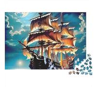 Sailboat 1000 Pièces Puzzle pour Femmes | Jeu Stimulant Navire avec Les Voiles Déployées sur Une Mer Sombre Cadeau Amusant et Activité Maison 70x50cm/1000pcs