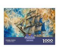 Sailboat in The Sea Puzzle 1000 Pièces Pour Adultes Et Enfants Boat De L'art De La Décoration Moderne Jeu Cadeau Unique 1000 Pieces Pour Jeux D'activités Familiales Cadeau D'anniversaire 70x50cm/1000p