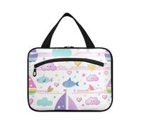 Sailboat Island Cartoon Rainbow Stripes Hanging Travel Makeup Bags with Hook Designer Cute Bag for Men Work envase para Perfume de L