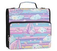 Sailboat Island - Classeur coloré à 3 anneaux de 3,8 cm avec poignée et bandoulière amovible - Capacité de portfolio pour collège