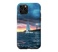 Sailboat Lighthouse Nautical Ocean Sunset Coastal Art Coque pour iPhone 11 Pro