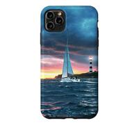 Sailboat Lighthouse Nautical Ocean Sunset Coastal Art Coque pour iPhone 11 Pro Max