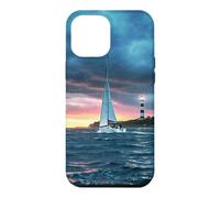 Sailboat Lighthouse Nautical Ocean Sunset Coastal Art Coque pour iPhone 12 Pro Max