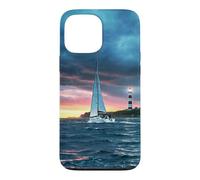 Sailboat Lighthouse Nautical Ocean Sunset Coastal Art Coque pour iPhone 13 Pro Max