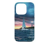 Sailboat Lighthouse Nautical Ocean Sunset Coastal Art Coque pour iPhone 14 Pro