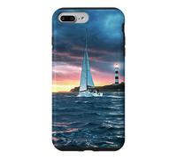 Sailboat Lighthouse Nautical Ocean Sunset Coastal Art Coque pour iPhone 7 Plus/8 Plus