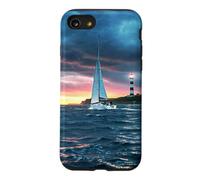 Sailboat Lighthouse Nautical Ocean Sunset Coastal Art Coque pour iPhone SE (2020) / 7/8