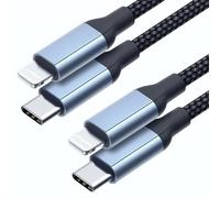 Sailift 1M Cable USB Type C Vers Lightning Charge Rapide Cordon Mfi Certified, 2 Pack PD 3.0 Noir 1 Meter Nylon Câble USBC Lightning 1m Compatible with iphone 14 13 12 Pro Max