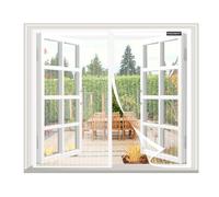 SAILIMAY Moustiquaire Fenêtre Magnétique 105x125cm, fermeture automatique, moustiquaire porte fenêtre Sans Perçage Toile Ultra Fine, pour La Plupart des Types de Fenêtres ou Porte de Balcon, Blanc