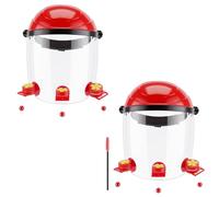 Saillong Lot de 2 casques d'alimentation à colibris améliorés, chapeau d'alimentation portable avec 6 ports d'alimentation et boîte à nectar ronde, chapeau réglable pour jardin, terrasse, extérieur