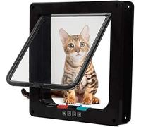 Sailnovo Chatière de Porte pour Chat XL (Taille extérieure 24,5 x 28,5 x 5,5 cm), 4 Positions verrouillable pour Portes intérieures et extérieures, Porte pour Animaux de Compagnie, résistante aux