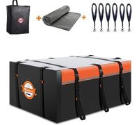 Sailnovo Coffre de Toit Souple de 0,6 m³ avec Tapis antidérapant + 6 Crochets de Porte, Sac de Toit imperméable en PVC pour Voiture avec/sans Porte-Bagages, Noir