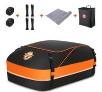 Sailnovo Coffre de Toit Softshell - 15 Cubes / 430 L, imperméable, Tapis antidérapant, 4 Crochets de Porte, Sac de Rangement pour Toit de Voiture pour Toit de véhicule, Orange
