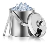 Sailnovo Seau à glace en acier inoxydable avec couvercle + pince - Accessoires pour bar de maison