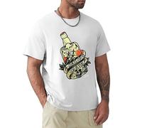 Sailor Jerry Tattoo Sailors Grave Rum Bottle Black Graphic Tee Shirt Mens Round Neck Short Sleeves T Shirt Casual Bottoming T-Shirt White XL