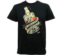 Sailor Jerry Tattoo Sailor's Grave Rum Bottle Black Graphic Tee Shirt Mens Round Neck Short Sleeves T Shirt Casual Bottoming T-Shirt-Black Hemden(XX-Large)