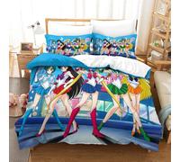 Sailor Moon Ensemble De Literie Imprim¿¿ D Ensemble De Pi¿¿Ces Housse De Couette En Microfibre Douce Avec Fermeture ¿¿Clair Cach¿¿E Taies D'oreiller Hous