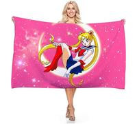 Sailor Moon-fond rose Anime Microfibre Léger Absorption Sans Sable Séchage Rapide Serviette De Plage Camping Serviette Voyage Piscine Pique-nique Bain Serviette De Bain