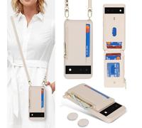 SailorTech Coque pour Google Pixel 6 Étui avec Porte-Cartes de crédit, Etui pour Google Pixel 6 Housse avec Courroie de Cou Portefeuille avec Fentes pour Cartes de crédit-Abricot