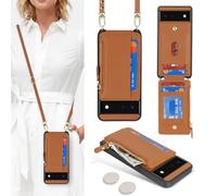 SailorTech Coque pour Google Pixel 6 Étui avec Porte-Cartes de crédit, Etui pour Google Pixel 6 Housse avec Courroie de Cou Portefeuille avec Fentes pour Cartes de crédit-Marron