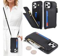 SailorTech Coque pour iPhone 11 Pro Max Étui avec Porte-Cartes de crédit, Etui pour iPhone 11 Pro Max Housse avec Courroie de Cou Portefeuille avec Fentes pour Cartes de crédit-Noir