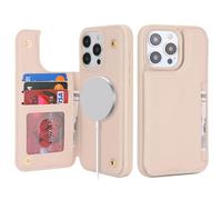 SailorTech Coque pour iPhone 12 Pro Max Étui avec mag Safe Porte-Cartes de crédit, Etui pour iPhone 12 Pro Max Housse Portefeuille avec Fentes pour Cartes de crédit-Beige