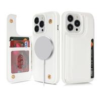 SailorTech Coque pour iPhone 13 Pro Étui avec mag Safe Porte-Cartes de crédit, Etui pour iPhone 13 Pro Housse Portefeuille avec Fentes pour Cartes de crédit-Blanc
