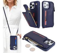 SailorTech Coque pour iPhone 13 Pro Max Étui avec Porte-Cartes de crédit, Etui pour iPhone 13 Pro Max Housse avec Courroie de Cou Portefeuille avec Fentes pour Cartes de crédit-Bleu