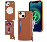 SailorTech Coque pour iPhone 15 Étui avec Porte-Cartes de crédit, Etui pour iPhone 15 Housse Portefeuille avec mag Safe Fentes pour Cartes de crédit-Marron