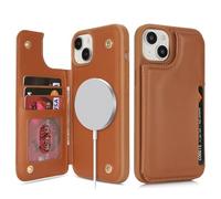 SailorTech Coque pour iPhone 15 Plus Étui avec mag Safe Porte-Cartes de crédit, Etui pour iPhone 15 Plus Housse Portefeuille avec Fentes pour Cartes de crédit-Marron