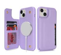 SailorTech Coque pour iPhone 15 Plus Étui avec mag Safe Porte-Cartes de crédit, Etui pour iPhone 15 Plus Housse Portefeuille avec Fentes pour Cartes de crédit-Pourpre
