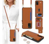 SailorTech Coque pour Samsung Galaxy A03s Étui avec Porte-Cartes de crédit, Etui pour Samsung Galaxy A03s Housse avec Courroie de Cou Portefeuille avec Fentes pour Cartes de crédit-Marron