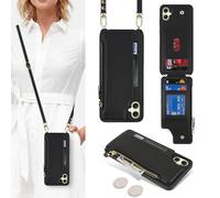 SailorTech Coque pour Samsung Galaxy A05 Étui avec Porte-Cartes de crédit, Etui pour Samsung Galaxy A05 Housse avec Courroie de Cou Portefeuille avec Fentes pour Cartes de crédit-Noir