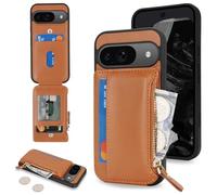 SailorTech Etui pour Google Pixel 9 Étui avec Porte-Cartes de crédit, Housse pour Google Pixel 9 Pro Étui à Fermeture éclair Portefeuille avec Fentes pour Cartes de crédit-Marron