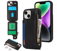 SailorTech Etui pour iPhone 13 Étui avec Porte-Cartes de crédit, Housse pour iPhone 13 Étui à Fermeture éclair Portefeuille avec Fentes pour Cartes de crédit-Noir