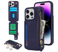 SailorTech Etui pour iPhone 14 Pro Max Étui avec Porte-Cartes de crédit, Housse pour iPhone 14 Pro Max Étui à Fermeture éclair Portefeuille avec Fentes pour Cartes de crédit-Bleu