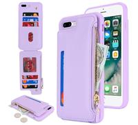 SailorTech Etui pour iPhone 7 Plus Étui avec Porte-Cartes de crédit, Housse pour iPhone 8 Plus Étui à Fermeture éclair Portefeuille avec Fentes pour Cartes de crédit-Pourpre