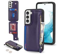 SailorTech Etui pour Samsung Galaxy S22 Étui avec Porte-Cartes de crédit, Housse pour Samsung S22 Étui à Fermeture éclair Portefeuille avec Fentes pour Cartes de crédit-Pourpre
