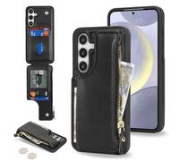 SailorTech Etui pour Samsung Galaxy S24 Plus Étui avec Porte-Cartes de crédit, Housse pour Samsung S24 Plus Étui à Fermeture éclair Portefeuille avec Fentes pour Cartes de crédit-Noir