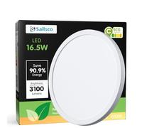 sailsco Plafonnier LED Plat 16.5W 4000K 3100LM,IP44 étanche,Plafonnier Rond Blanc à Economie d Energie pour Salle de Bain,Cuisine,Couloir,Chambre à Coucher,aBcon,Salon,Cave,Non Gradable,Diamètre 30cm