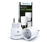 Sailsco Prise Connectée Matter,Type F Mini Prise WiFi Domestique Intelligente Avec Compteur,Fonctionne Avec Matter/Apple HomeKit/Alexa/Google Home,Contrôle Vocal, Accès à Distance,16A,2 pièces