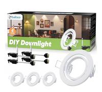 sailsco Spot Encastrable GU10 Set Cadres de Montage pour Spot Encastrable,Spots de Plafond en Acier Blanc Orientable 60°,Rond Plat Cadre d'Encastrement 70mm pour Intérieur,230V,Blanc,Lot de 4
