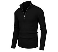 Sailwind Pull 1/4 Zip Polo Neck Homme Pull Homme en Tricote Manches Longues Casual Basique Slim Fit (Noir, M)