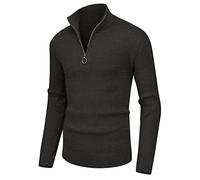 Sailwind Pull 1/4 Zip Polo Neck Homme Pull Homme en Tricote Manches Longues Casual Basique Slim Fit (Gris foncé, M)