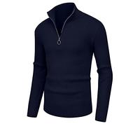 Sailwind Pull 1/4 Zip Polo Neck Homme Pull Homme en Tricote Manches Longues Casual Basique Slim Fit (Bleu Marine, M)