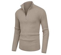 Sailwind Pull 1/4 Zip Polo Neck Homme Pull Homme en Tricote Manches Longues Casual Basique Slim Fit (Kaki, XL)