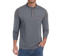 Sailwind T-shirt Henley pour homme en coton classique pour grand-père - T-shirt d'été à manches longues pour la course à pied - Gris foncé - XL, Gris foncé panaché, XL