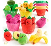 SAIMAND Jouet Bebe 6-12 Mois, Coffret d'Exploration Sensoriel Montessori, 16 Pièces Fruits et Légumes Jouets en Peluche avec Panier, Tissus Doux sans BPA, Couineur & Textures, Cadeau Bébé 1 an