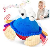 SAIMAND Jouet Bébé 6-18 Mois - Peluche Crabe Musicale Interactive avec Enregistrement, Jouet d’Éveil pour Tummy Time, Jeu Sensoriel Bébé, Cadeau Garçon Fille 1 2 3 Ans (Bleu)