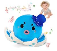 SAIMAND Jouet Bébé 6-18 Mois, Pieuvre Qui Marche Bébé avec Musique & Enregistrement, Pieuvre Peluche Interactive, Tummy Time Jouet Musical Rampant, Cadeau Garçon Fille 1 2 3 Ans